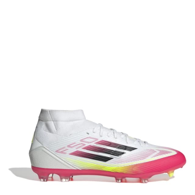 adidas F50 League Mid-Cut Firm Ground Football Boots - White White 12