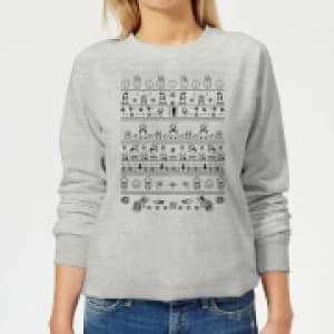 Nintendo Super Mario Retro Knit Womens Christmas Sweatshirt - Grey - 3XL