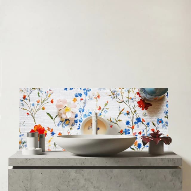 Warren Reed - Designer Time For Tea Glass Bathroom Splashback Multicolor Unisex