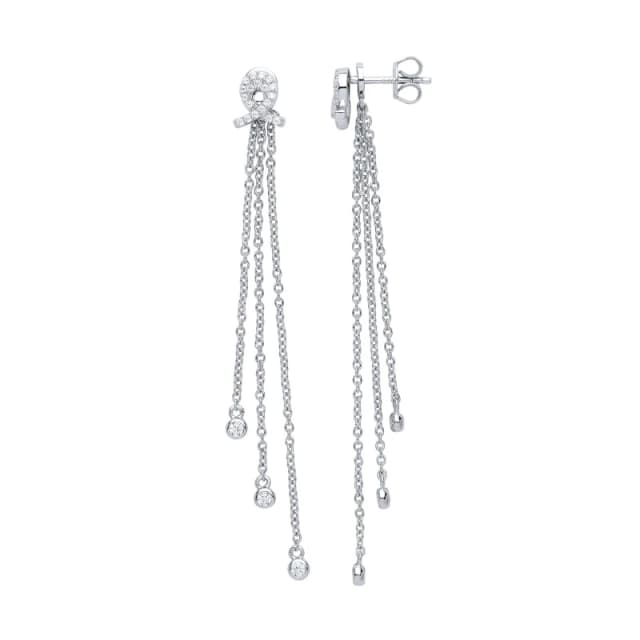 Jewelco London Silver CZ Meteor Shower Drop Earrings - GVE657 Silver female