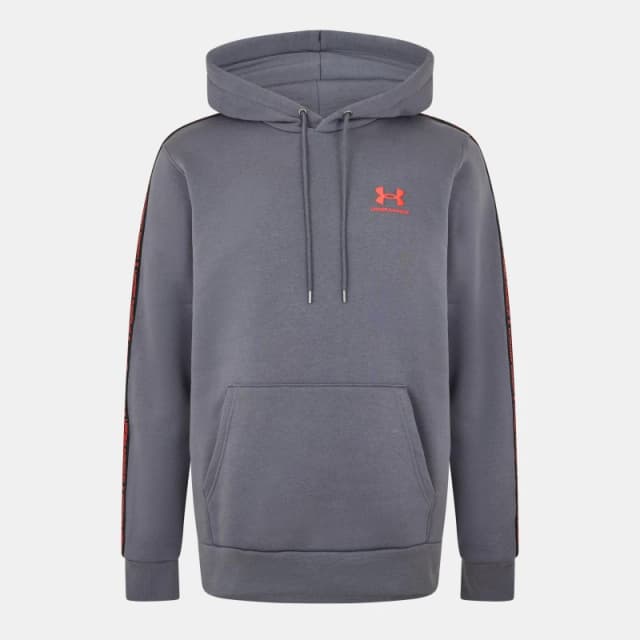 Under Armour Icon Fleece Taping Hoodie Mens Castlerock/Red male S