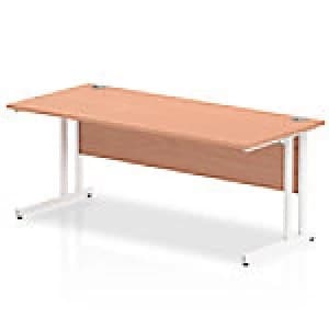 Impulse 1800/800 Rectangle White Cantilever Leg Desk Beech