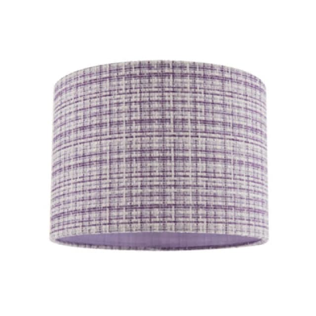 Happy Homewares Cross Hatch Design Textured Linen Fabric Lamp Shade In Lilac And White