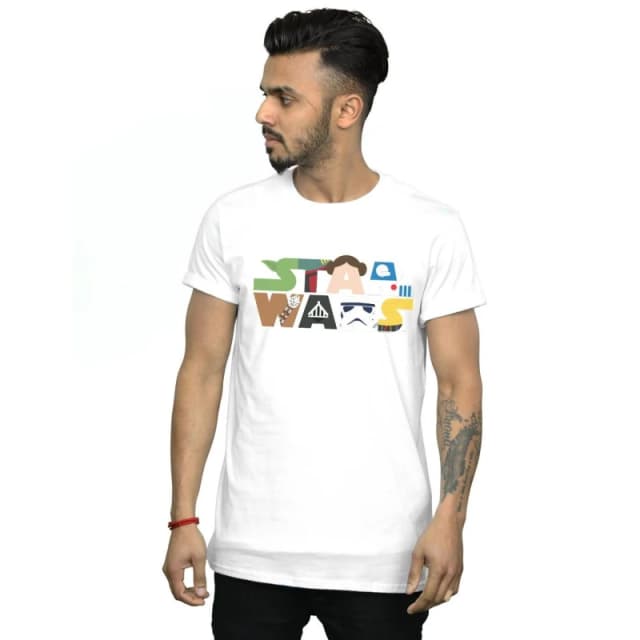 Star Wars Star Wars Men Character Logo T-Shirt in White Size: Small White S Male 5059308832009