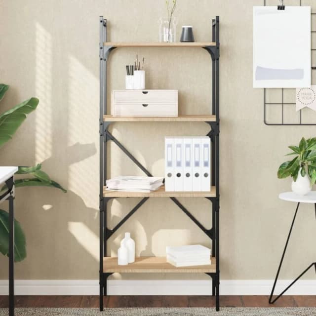 Vidaxl Bookcase 4-tier Sonoma Oak 56X31.5X138.5cm Engineered Wood, Brown 833339