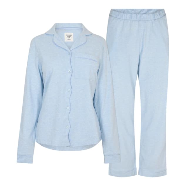 Chelsea Peers Womens Cotton Long Sleeve Pyjama Set Long Sleeve Pyjama Sets 8 (XS) Blue 32689018310