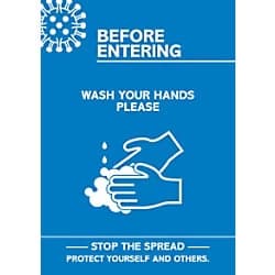 Seco Health & Safety Poster Before entering, wash your hands Semi-Rigid Plastic 42 x 59.5 cm