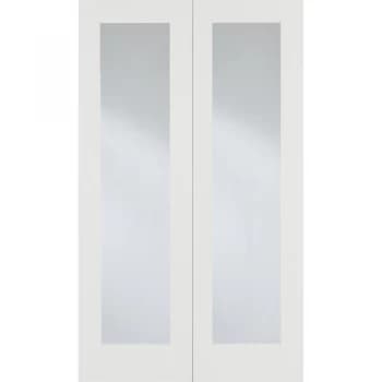 LPD Pattern 20 White Primed Glazed Internal Door Pair - 1981mm x 1066mm (78 inch x 42 inch)