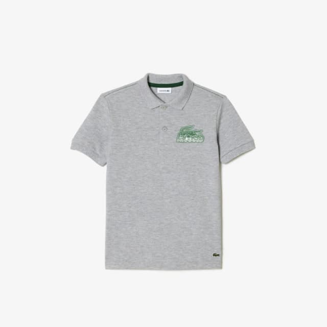 Lacoste Organic Cottton Contrast Print Polo Shirt - Grey Grey 8