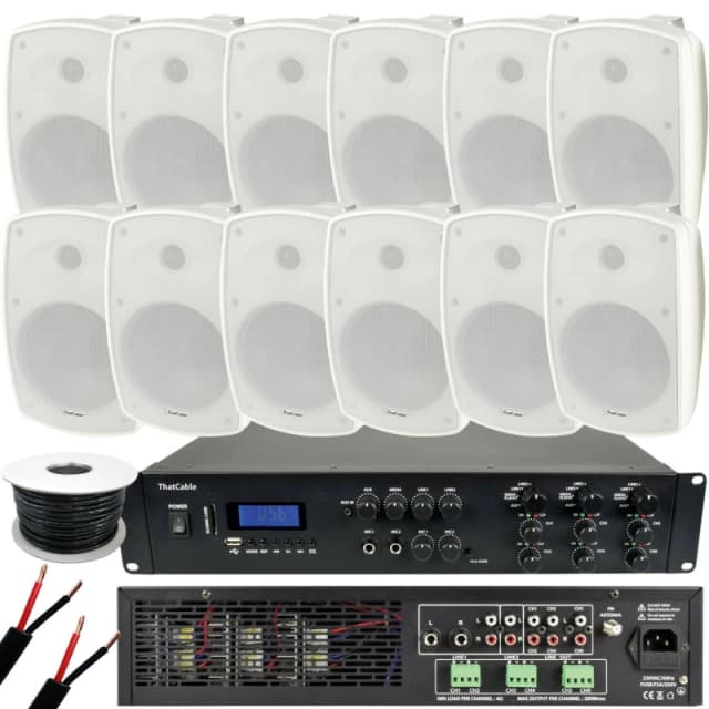 Loops 1200W LOUD Outdoor Bluetooth System 12x White Speaker Weatherproof Music Player White unisex