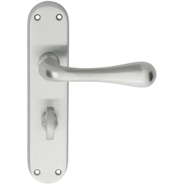 Loops PAIR Smooth Round Bar Handle on Bathroom Backplate 185 x 40mm Satin Chrome Multi