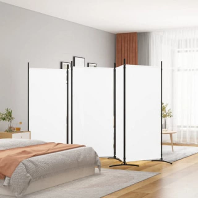 Vidaxl 5-panel Room Divider White 433X180 Cm Fabric, White 350266