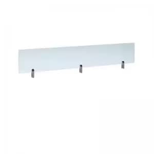Desktop clear acrylic screen topper with silver brackets 1800mm wide