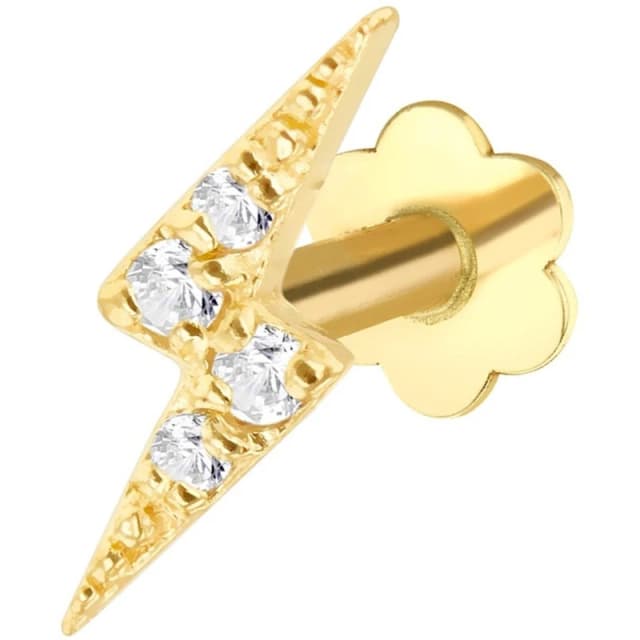 Be You 9ct Gold Thunder with CZs Labret Stud Yellow Gold female One Size