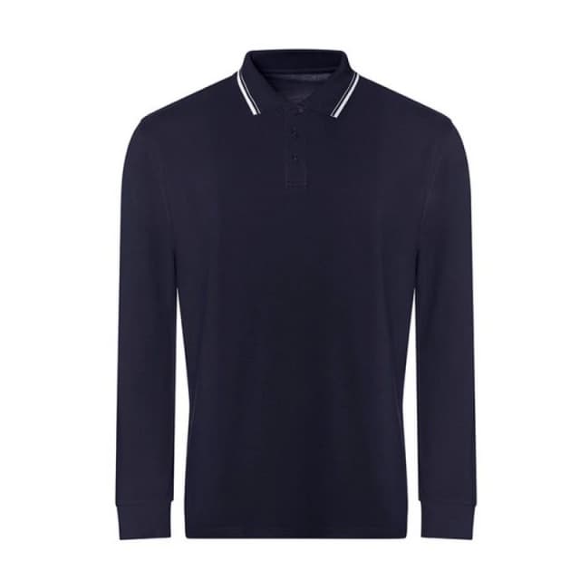 AWDis AWDis Men Tipped Long-Sleeved Polo Shirt in Navy Size: Small Navy S Male 5063300126103