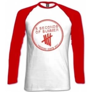 5 Seconds Of Summer Derping Stamp Raglan White Red: Medium