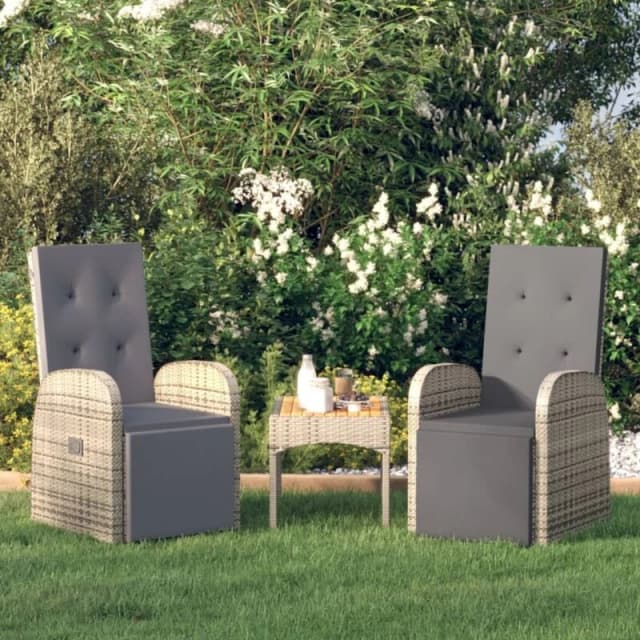 VIDAXL Vidaxl - Reclining Garden Chairs with Cushions 2 pcs Grey Poly Rattan 8720845671044