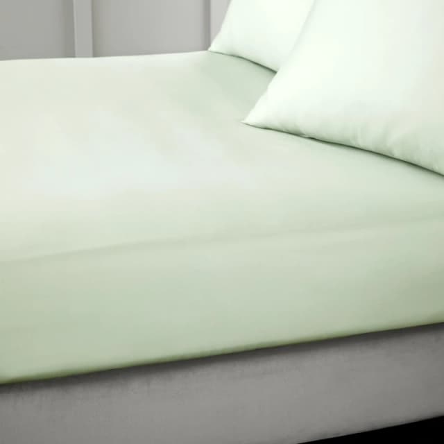 Bianca 400 Thread Count Cotton Sateen Fitted Sheet Green unisex Double
