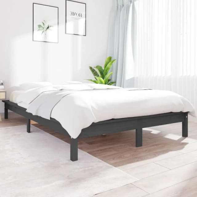 Vidaxl Bed Frame Grey 120X200 Cm Solid Wood Pine, Grey 820538