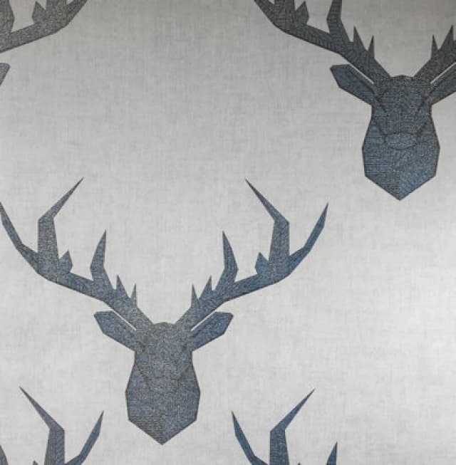 SK Filson Grey Geometric Stag Head Wallpaper