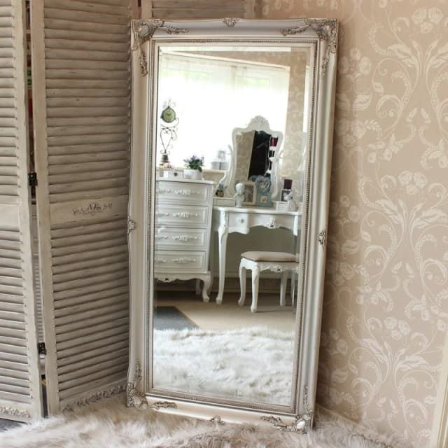 Melody Maison Large Silver Ornate Wall/Floor Mirror 158cm X 78cm Silver