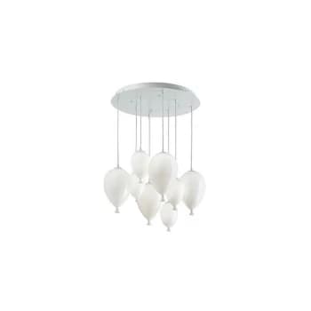 Ideal Lux Clown - 8 Light Medium Balloon Cluster Pendant White, G9