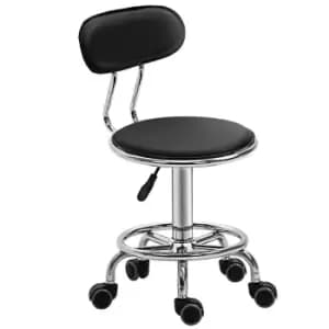 Homcom Salon Hairdressing Swivel Stool Pu Faux Leather Black