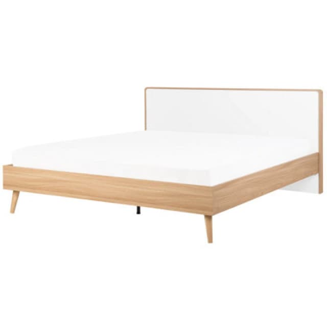 Beliani Bed Serris 180 X 200 Cm (Eu Super King) Light Brown