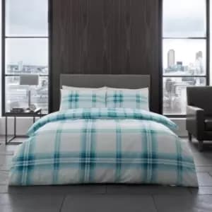 Bardsley Check Duvet Set - Teal - Double - TJ Hughes