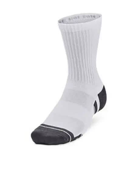Under Armour Mens Training Performance Cotton 3pk Mid Socks, White, Size L, Men