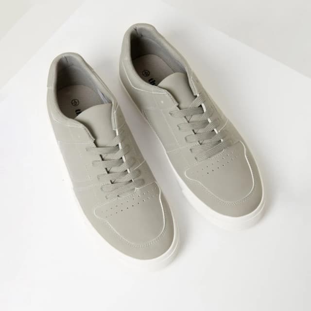 Threadbare Stitch Detail Court Trainers Grey male 8