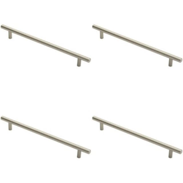 Loops 4x Round T Bar Cabinet Pull Handle 284 x 12mm 224mm Fixing Centres Satin Nickel Metallics unisex