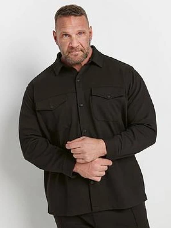 BadRhino Textured Jersey Shacket Black