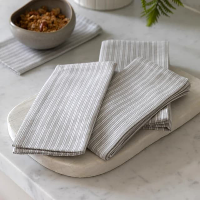 Gallery Interiors Woven Striped Napkin Grey (Pack of 4)