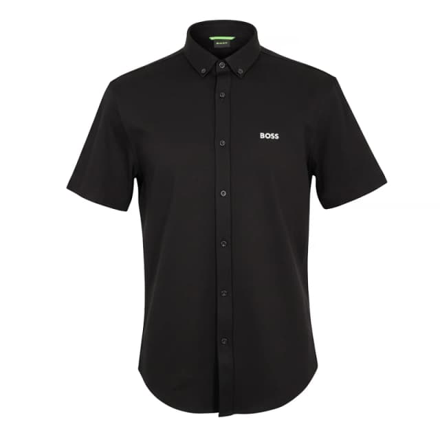 Boss Mens HBG Motion S Plain Short-Sleeve Shirt Plain Shirt - Short Sleeve S Black 55016303350