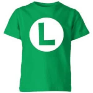 Nintendo Super Mario Luigi Logo Kid's T-Shirt - Kelly Green - 11-12 Years