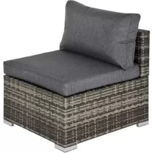 Outsunny - Outdoor Garden Furniture Rattan Single Middle Sofa w/ Cushion Deep Grey