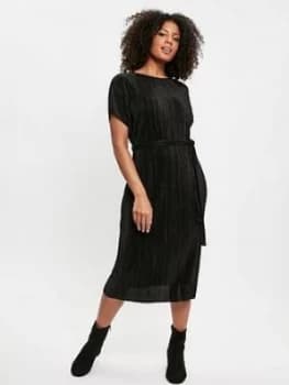 Evans Plisse Dress - Black, Size 24, Women