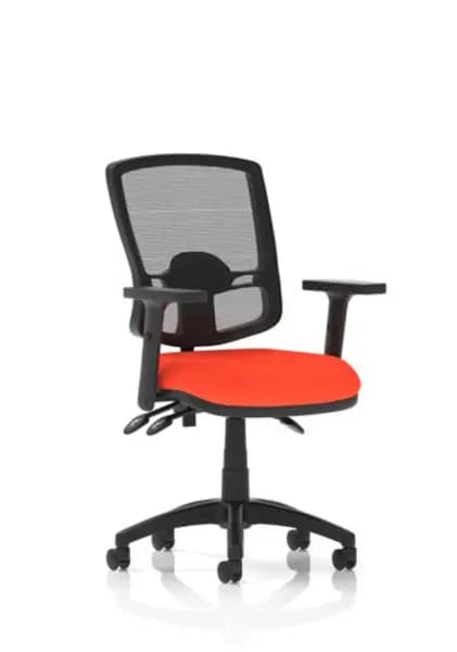 Eclipse Eclipse Plus III Lever Task Operator Chair Deluxe Mesh Back With Bespoke Colour Seat In Tabasco Orange With Height Adjustable Arms KCUP1683