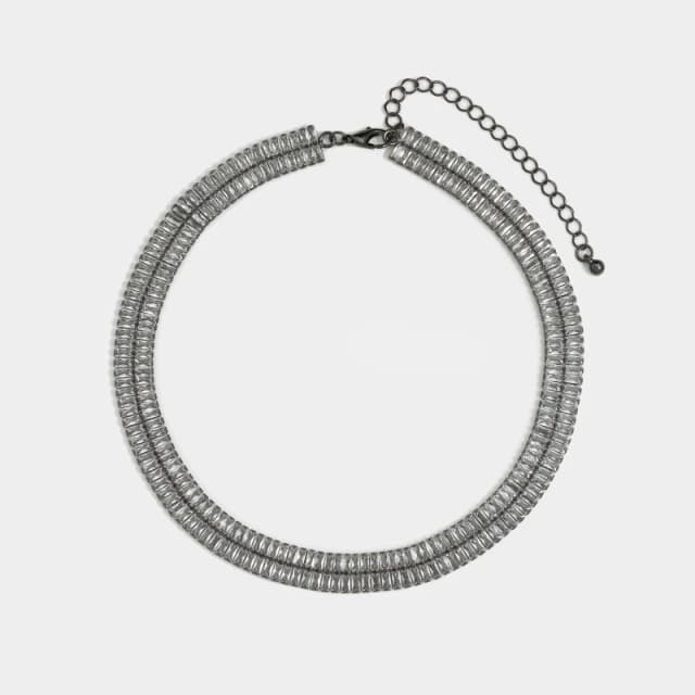 Mood Hematite Crystal Double Baguette Choker Necklace Jewellery Sets One Size Black 72748403000