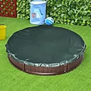 Outsunny Kids Outdoor Round Sandbox with Canopy for 3-12 years old Brown