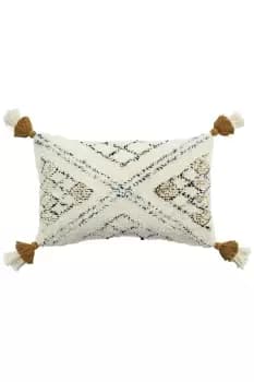 Atlas Tufted Cotton Tassel Edged Cushion