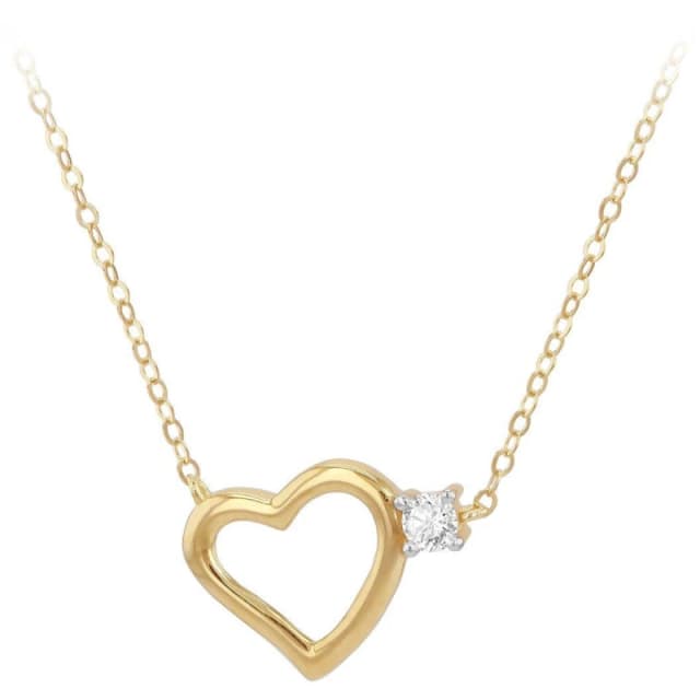 Be You 9ct Gold Heart With CZ Accent Necklace Statement Necklaces 16-17.75in Gold 72940010000