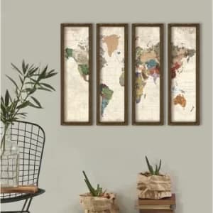 MZM385 Multicolor Decorative Framed MDF Painting (4 Pieces)