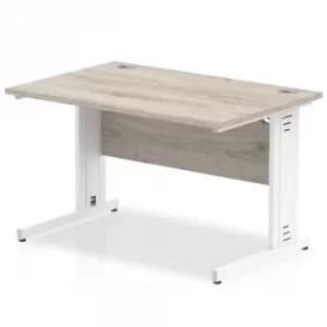 Impulse 1000/800 Rectangle White Cable Managed Leg Desk Grey Oak