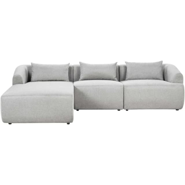 Beliani Corner Sofa 3 Seater Svansele Fabric Light Grey Right Hand