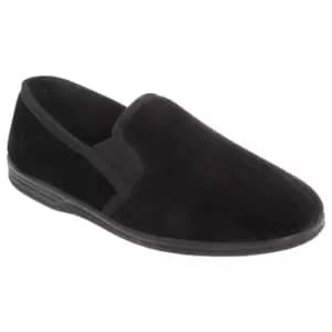 Zedzzz Mens Richard Striped Twin Gusset Velour Slippers (11 UK) (Black)