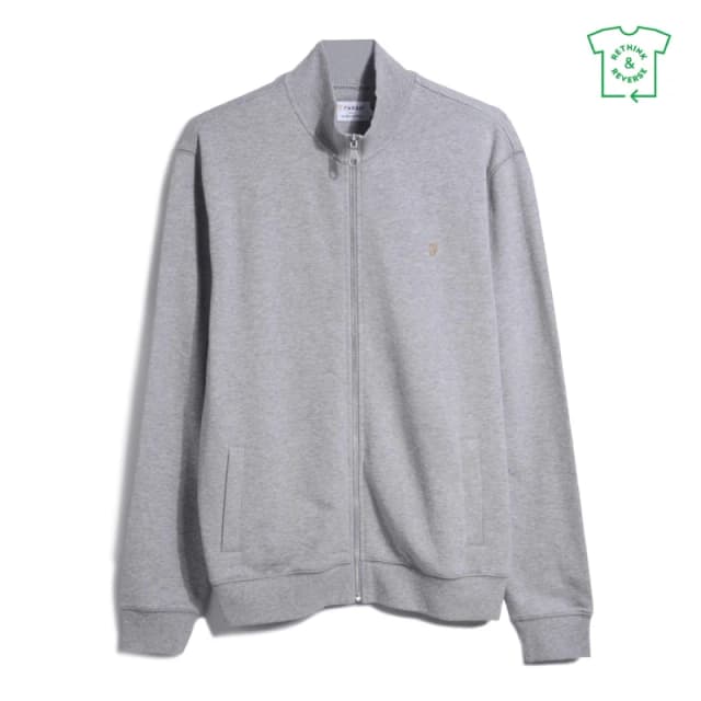 Farah Vance Full Zip Sweat - Grey Grey XS