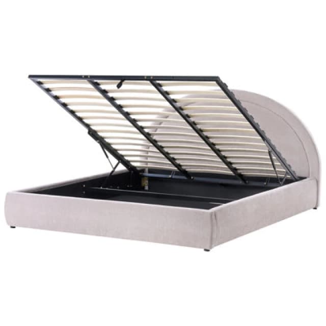 Beliani Ottoman Bed Chenille Mouzon 180 X 200 Cm (Eu Super King) Taupe