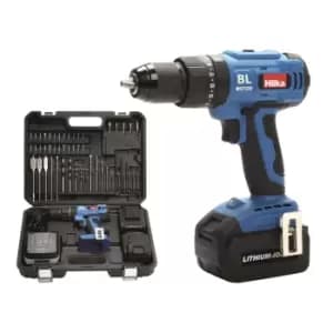 Hilka 18V Li-ion Brushless Combi Drill with Two 4.0Ah Batteries & 50 Piece Acces